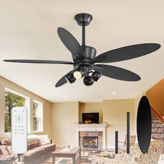 52-inch Matte Black Ceiling Fan with Remote and Light(5-Blade)