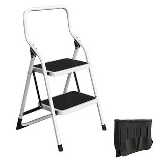 2-Step Stool - Folding Ladder with Handrails by Stalwart (White) - Bed ...