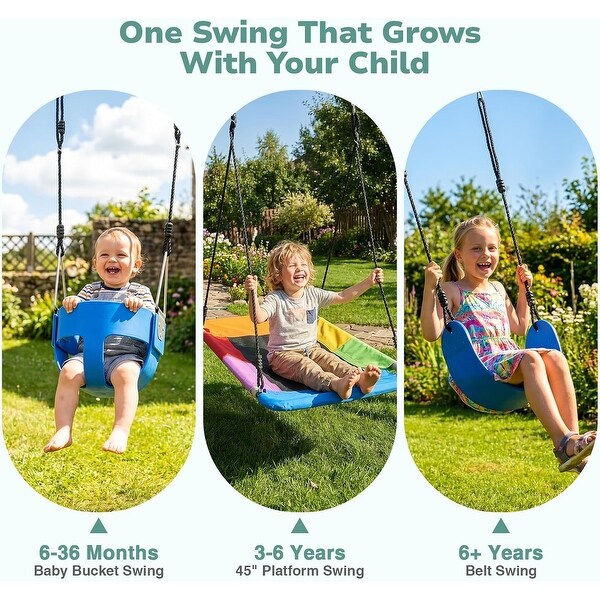 Klokick 440lbs 3 IN 1 Heavy Duty Metal A-frame Swing Sets for