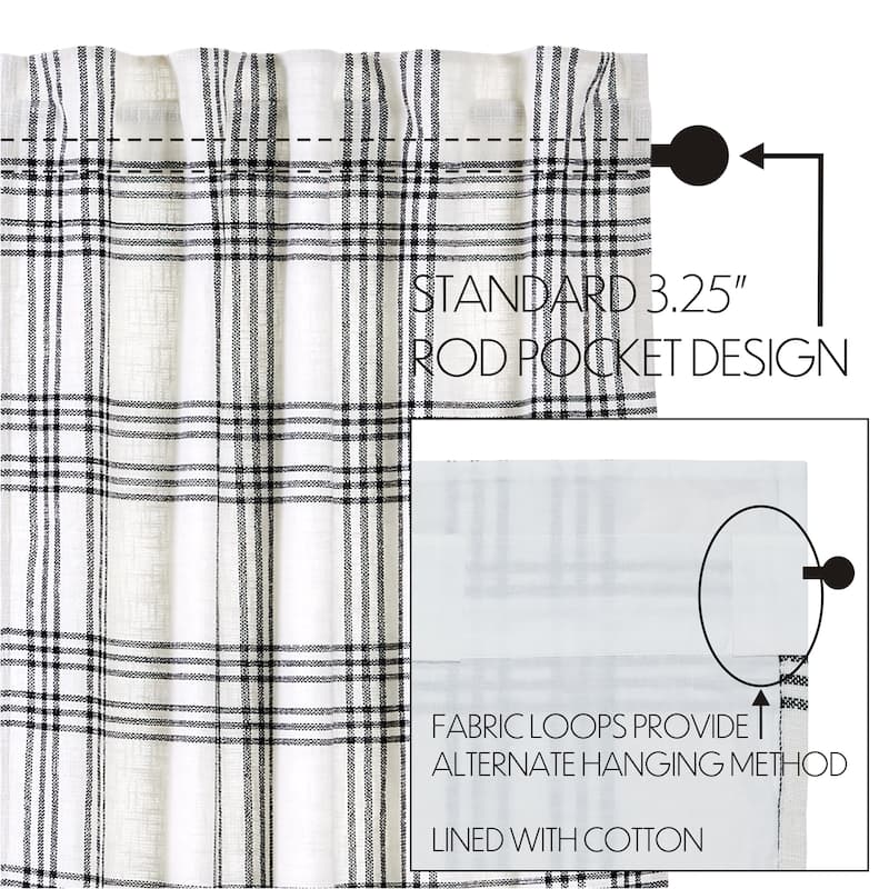 Black Plaid Valance 19x72 - M - Black - M