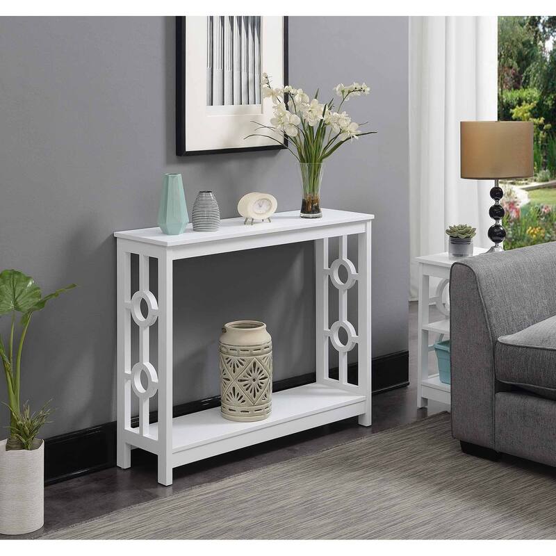 Convenience Concepts Ring Console Table with Shelf - White