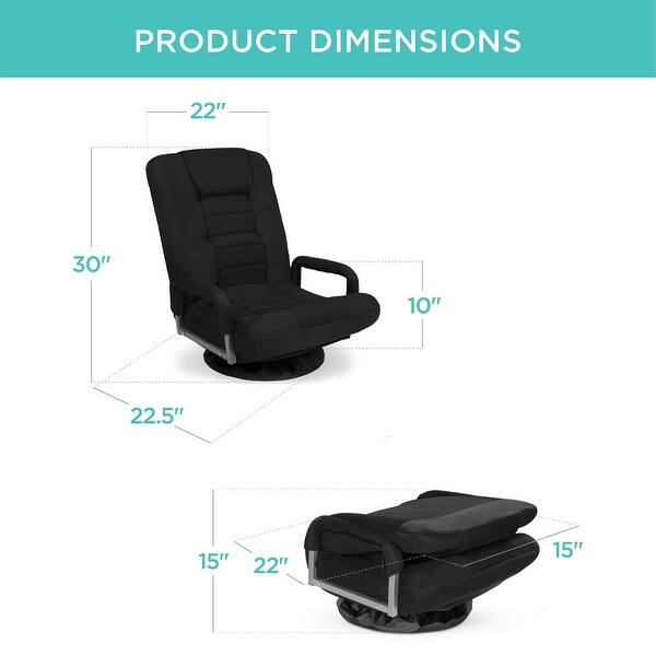 dimension image slide 4 of 6, Swivel Gaming Chair 360 Degree Multipurpose Floor Chair Rocker w/Lumbar Support, Armrest Handles, Adjustable Backrest
