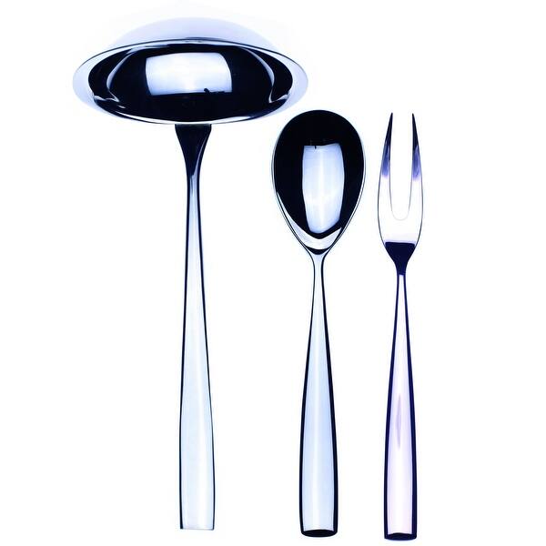 3piece Stainless Steel Arte Serving Set (Fork, Spoon, and Ladle) Bed
