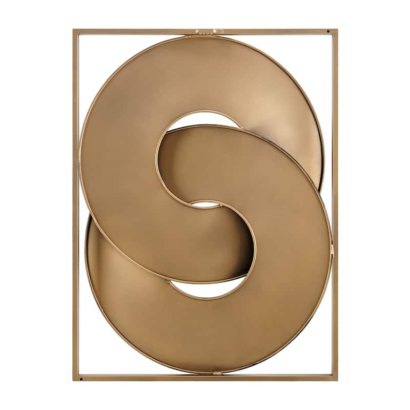 Gold and Black Intersecting Rings Mid-Century Modern Metal Wall Art