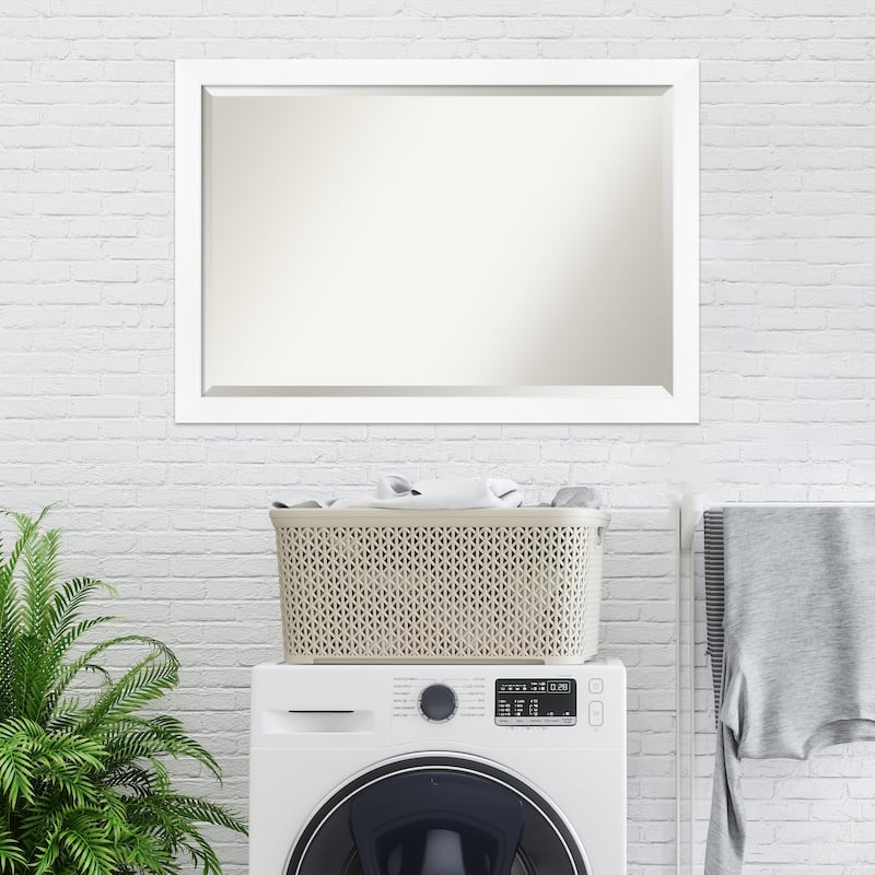 Beveled Wall Mirror - Cabinet White Narrow Frame - Cabinet White Narrow