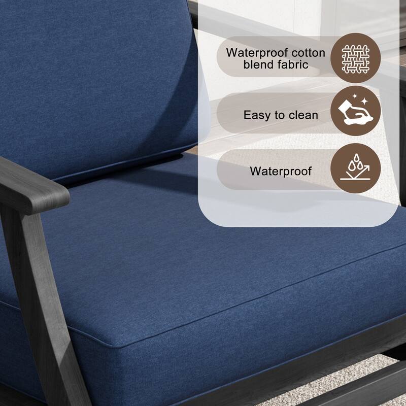 Teak Outdoor Bistro Set with Weather-Resistant Cushions (3-Piece Set)