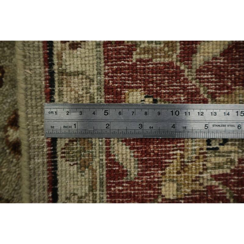 Hand Knotted Oriental 100% Wool Carpet Transitional Floral Green Oushak Area Rug - 8' 0'' X 5' 1''