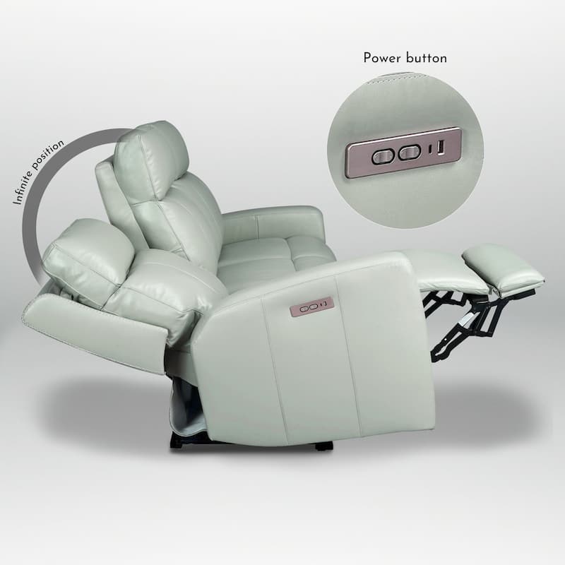 81.5'' Genuine Leather Zero Gravity Power Recliner Sofa with Power Headrest, USB&USB-C Port