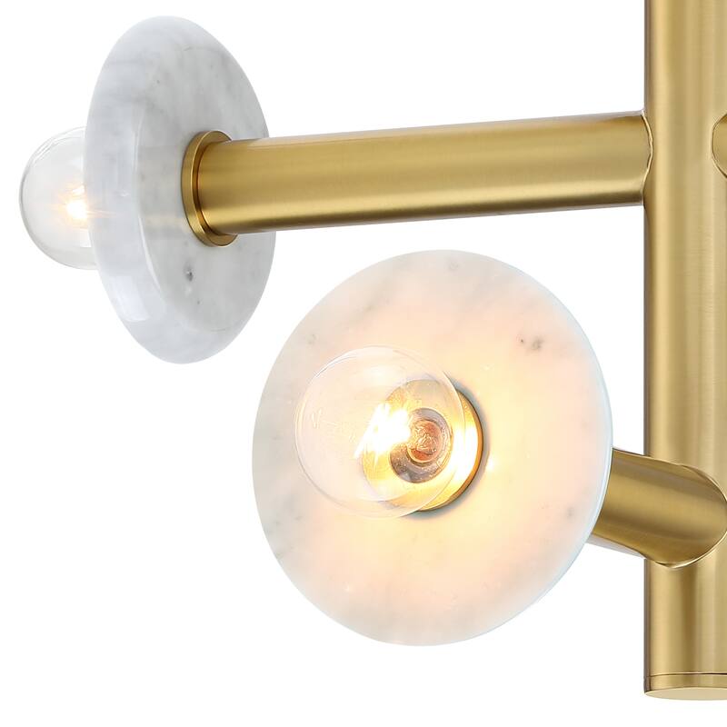 Fina 16 in. 4-Light Brushed Gold Modern Semi Flush Mount with Natural Marble Accents for Bedrooms - 12.25