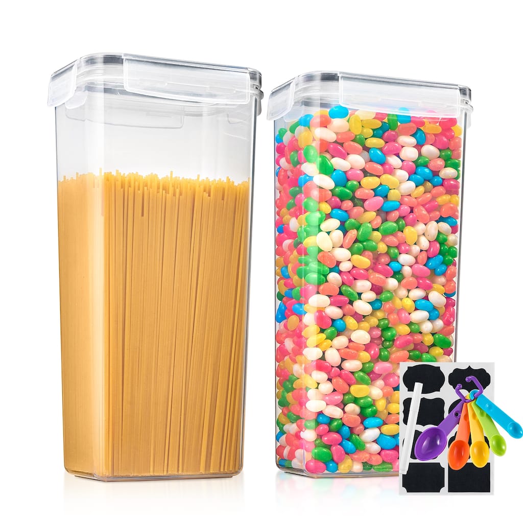 Sorbus Airtight Tall Food Dispenser Containers with Lids for Kitchen Pantry Storage Organizer - 2 Pack - 11.6"L X 5.6"W X 3.7"H