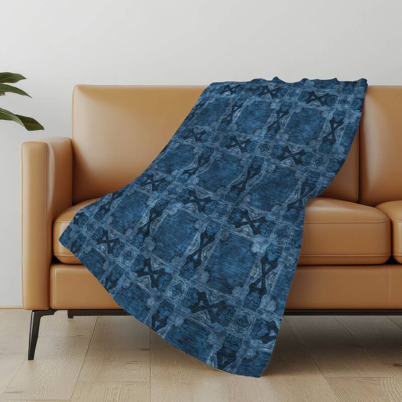 Premium Machine Washable Boho Moroccan Sherpa Throw Blanket