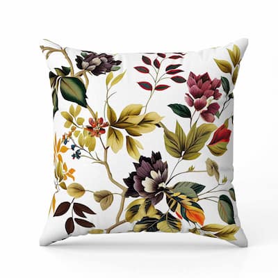 Majestic Gardens Faux Suede Reversible Throw Pillow White and Yellow