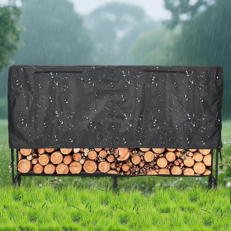 Firewood Rack Storage Cover Set for Patio Outdoor Use Backyard with Waterproof Cover