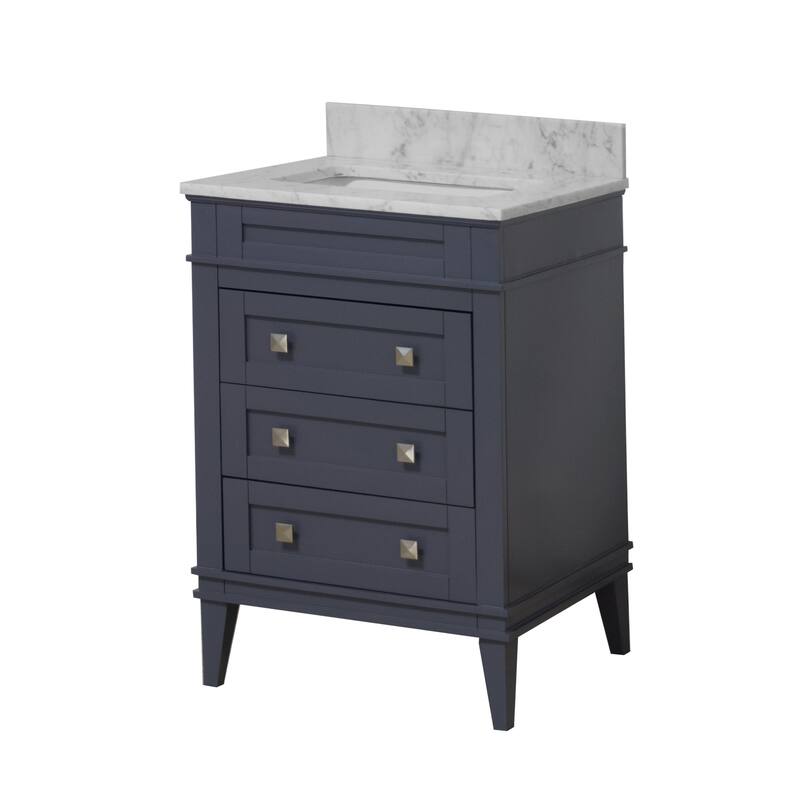 KitchenBathCollection Eleanor 24" Bathroom Vanity with Carrara Marble Top