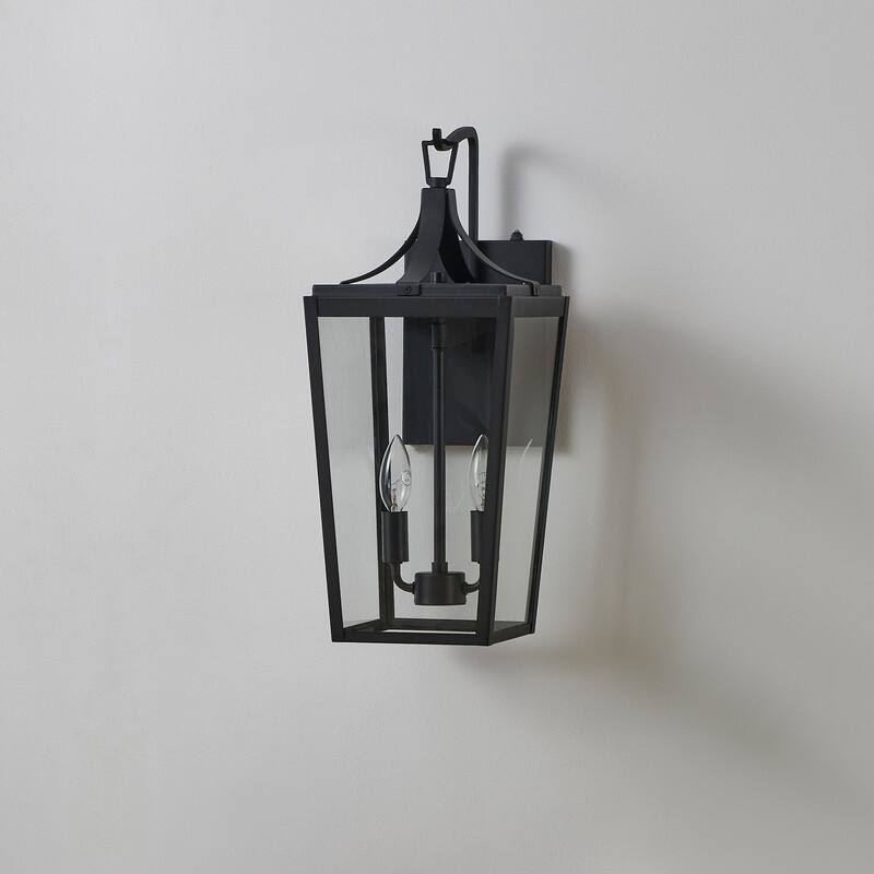 KAWOTI Dusk to Dawn Outdoor Wall Light Industrial Sandy Black - W8.38" x H20.1"x D10"
