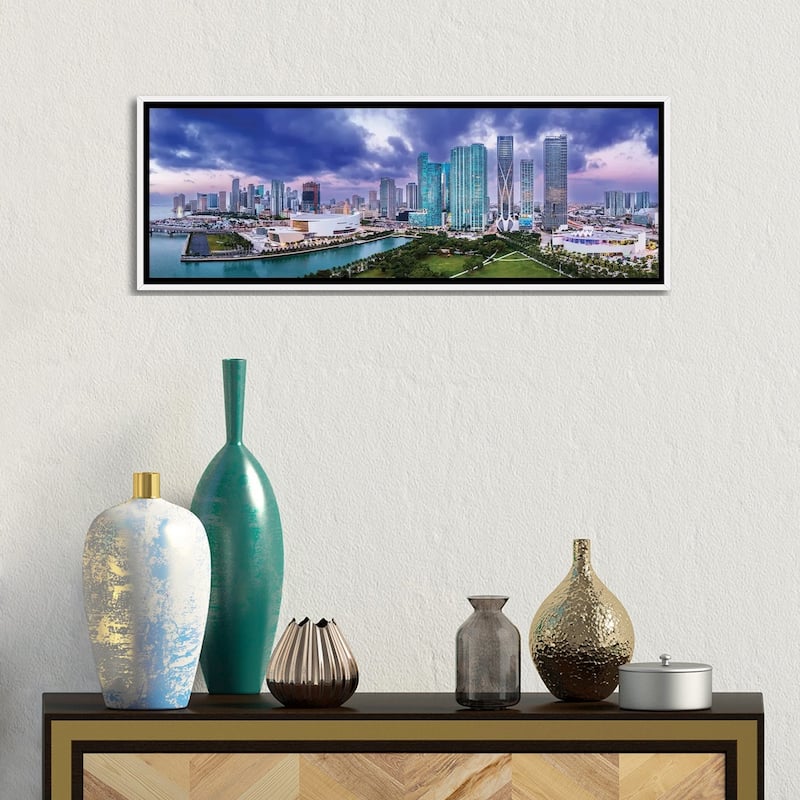 iCanvas "Miami Downtown Panoramic Skyline Aerial" by Susanne Kremer Framed Canvas Print