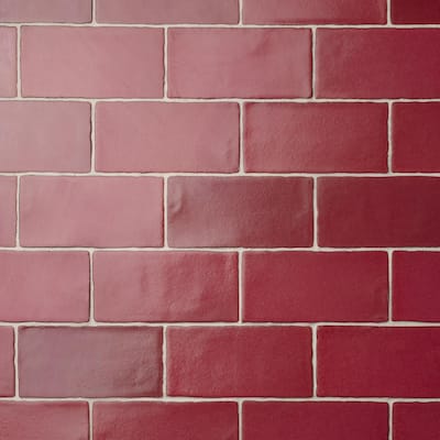 Merola Tile Antic Special Red Moon 3" x 6" Ceramic Wall Tile