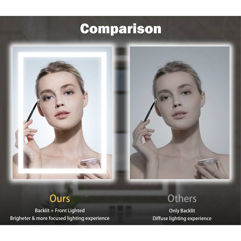 QuivaraView LED lights Frameless Wall Mounted Bathroom Vanity Mirror
