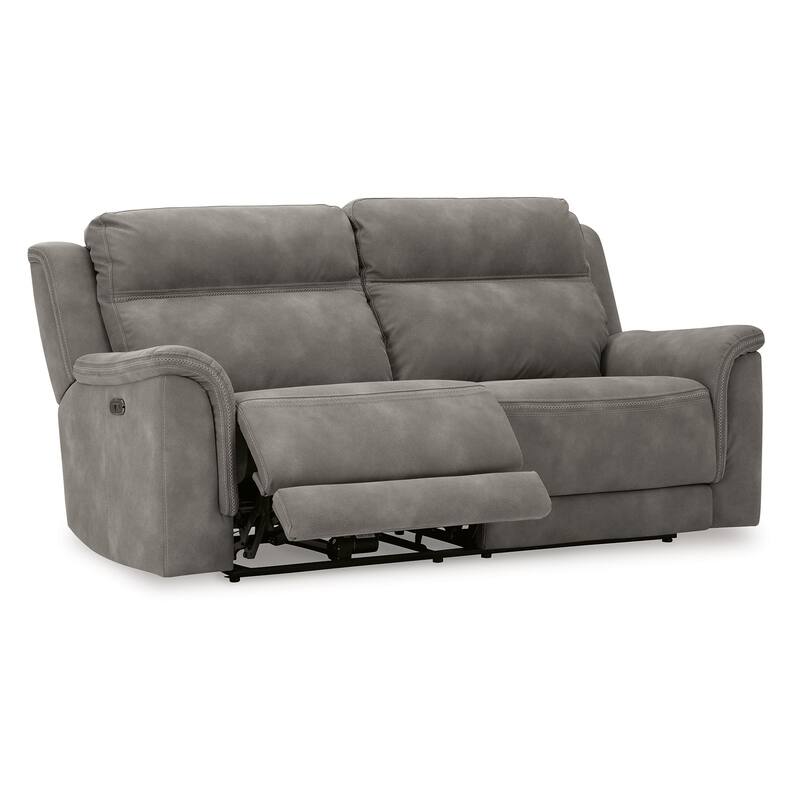 Corbin Power Recliner Sofa, Zero Draw USB, Slate Gray Faux Leather
