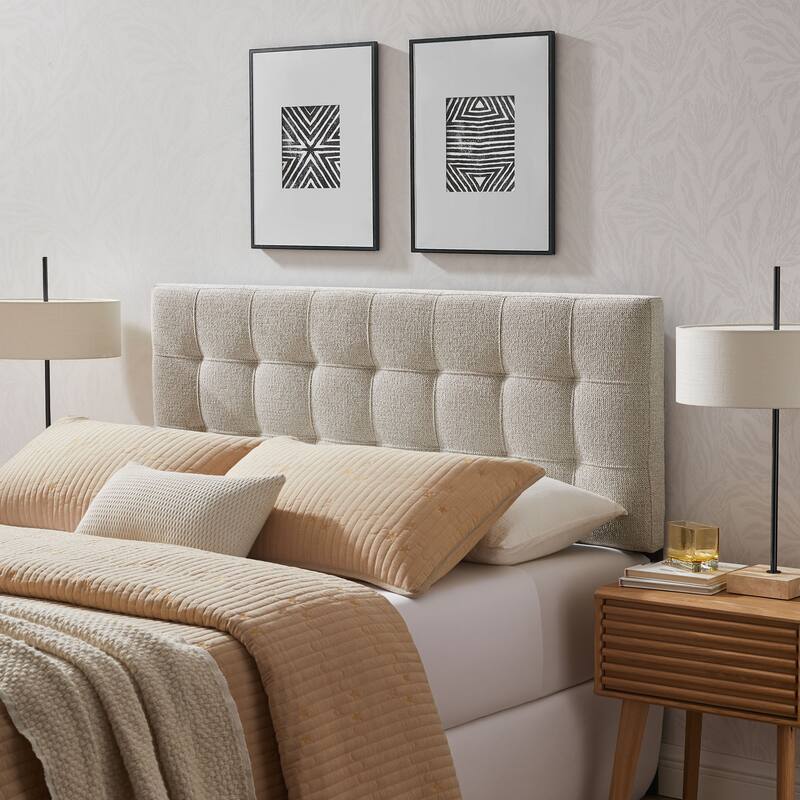 Lily Upholstered Fabric Headboard - Dove - Queen