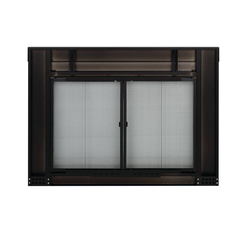Pleasant Hearth Arrington Fireplace Glass Door Black w/Moonlight Gold