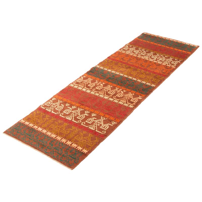 ECARPETGALLERY Hand-knotted Afghan Brown Wool Rug - 2'10 x 29'2