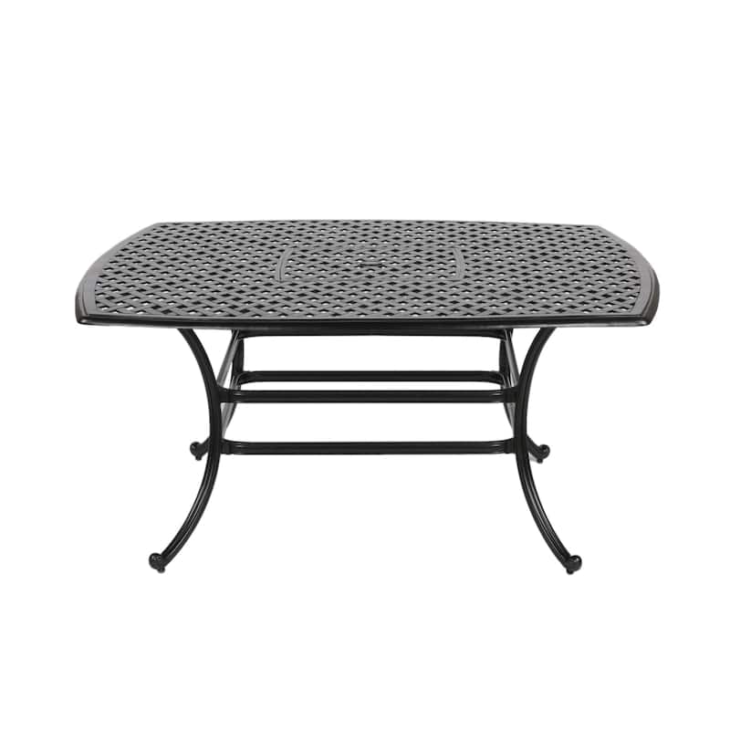 South Ponto Aluminum 64-inch Square Lattice-patterned Dining Table