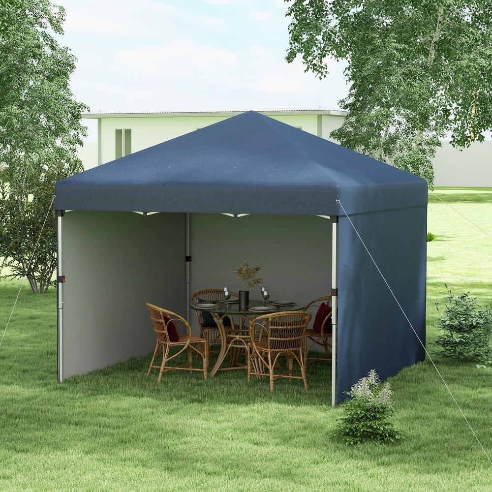Outsunny 10' x 10' Pop Up Canopy with 3 Sidewalls, Leg Weight Bags and Carry Bag, Height Adjustable Party Tent