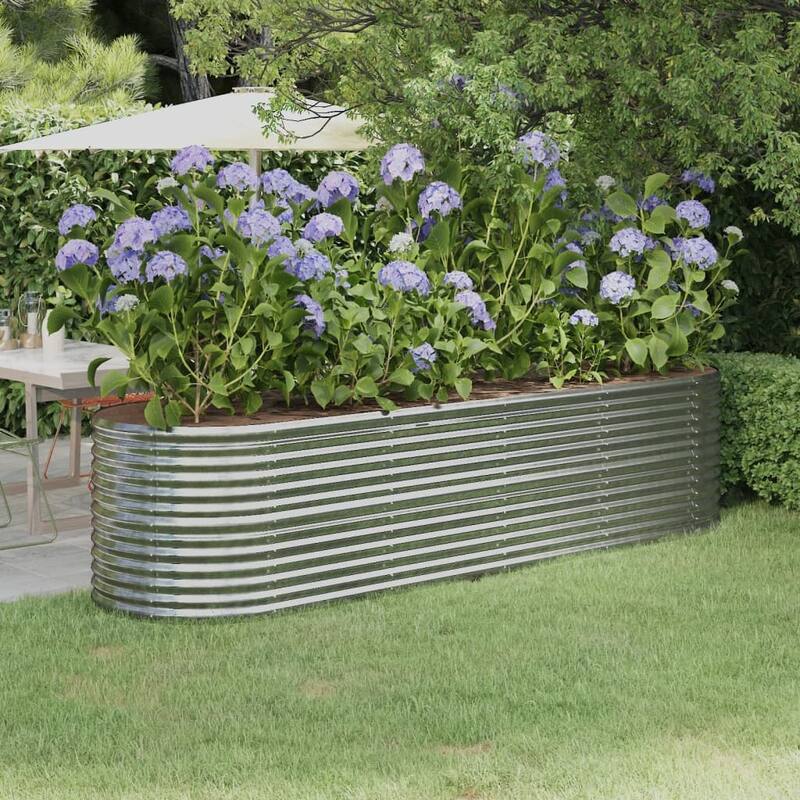 vidaXL Raised Garden Bed Raised Flower Bed Galvanized Steel Outdoor Planter - 116.5"x31.5"x26.8" - Silver
