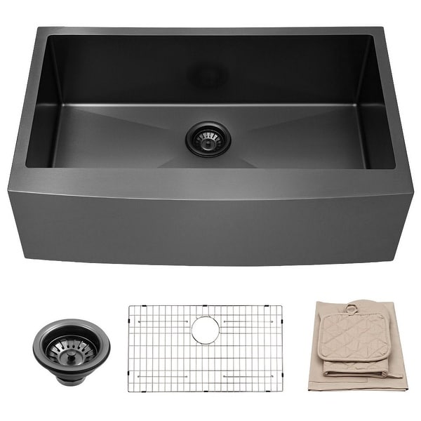 Shop 30 Inch Matte Black Farmhouse Kitchen Sink Apron Front Sink ...