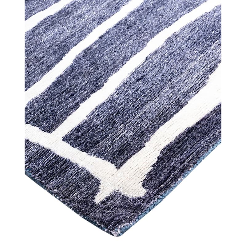 Modern One-of-a-Kind Hand-Knotted Area Rug, Blue - 9' 1" x 12' 0"