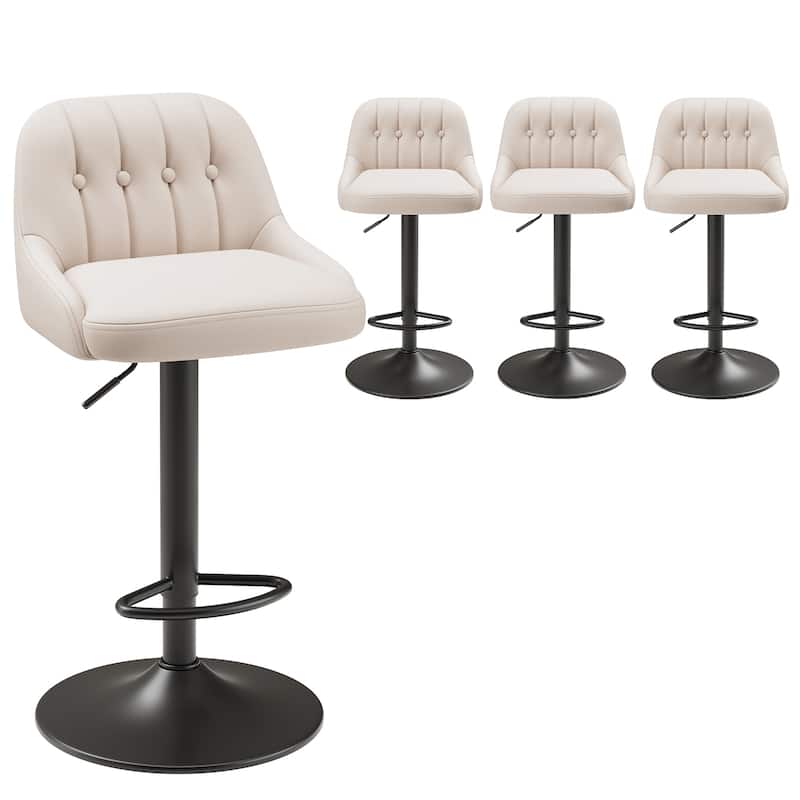 RENEWLINE Adjustable Height Bar Stools with Back, 360° Swivel PU Leather Counter Stools( Set of 1/2/3/4/6)for Kitchen Island