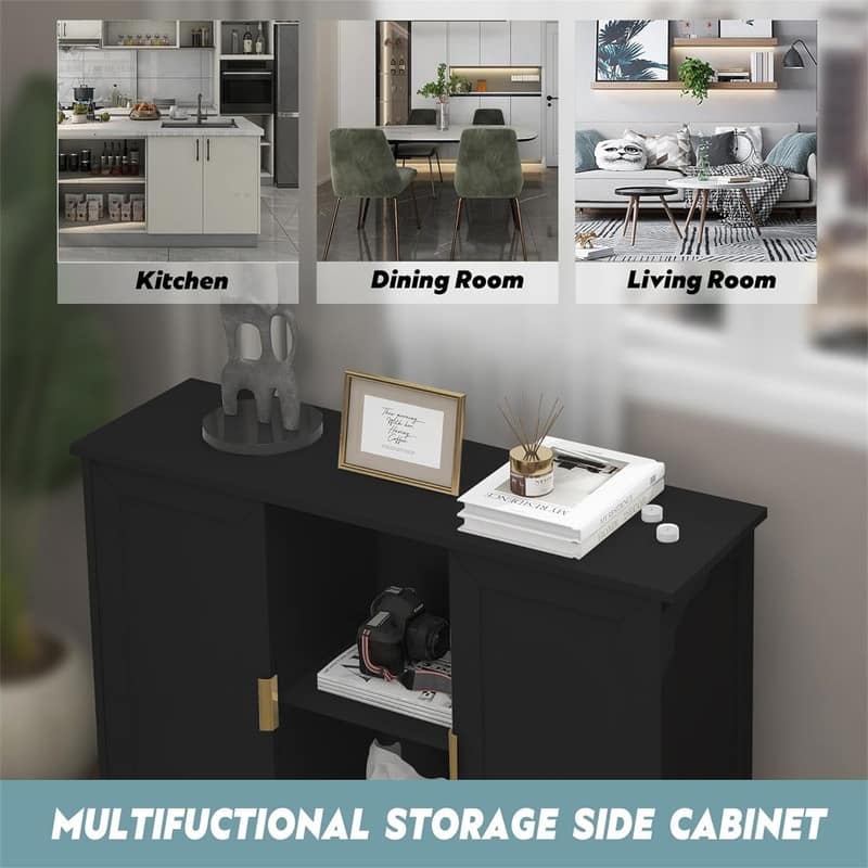 Credenza Buffet Cabinet Wooden Coffee Bar Cabinet - 11.8"D x 39.4"W x 30.7"H