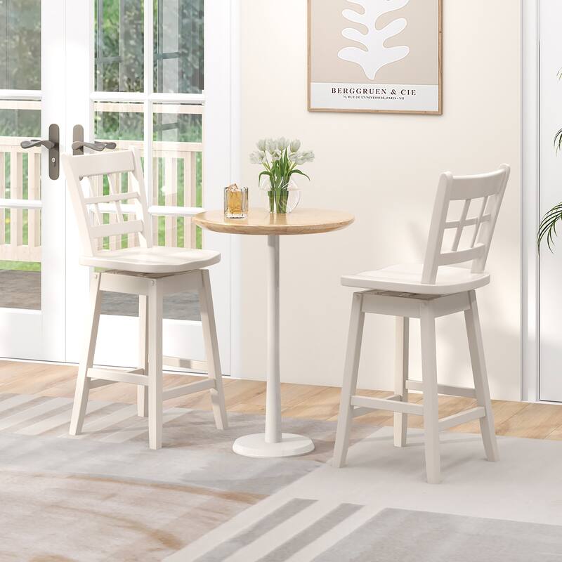 Gymax 4PCS 24.5 Inch Counter Height Bar Chairs Swivel Bar Stools w/
