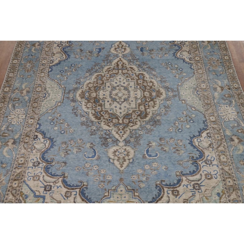 Traditional Medallion Tabriz Persian Area Rug Hand-Knotted Wool Carpet - 6'5"x 9'5"