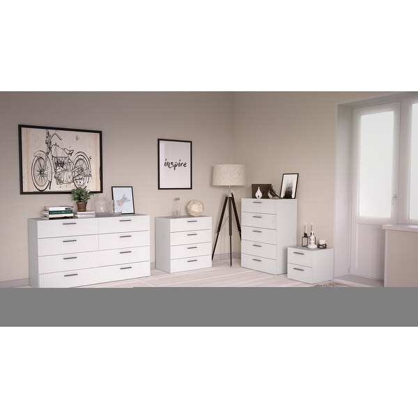 Levan home 6 drawer double outlet bedroom dresser in white high gloss