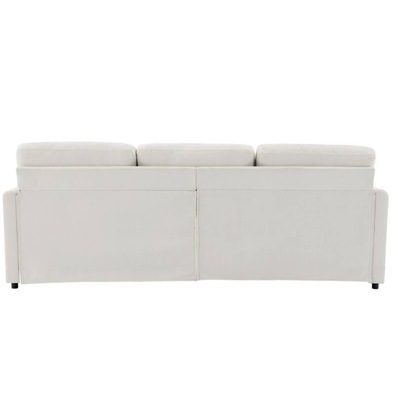 Chenille Upholstered 3 Seater Sofa, Cloud Couch with Removable Lumbar Pillow, Oversized Sofa with Double Cushion