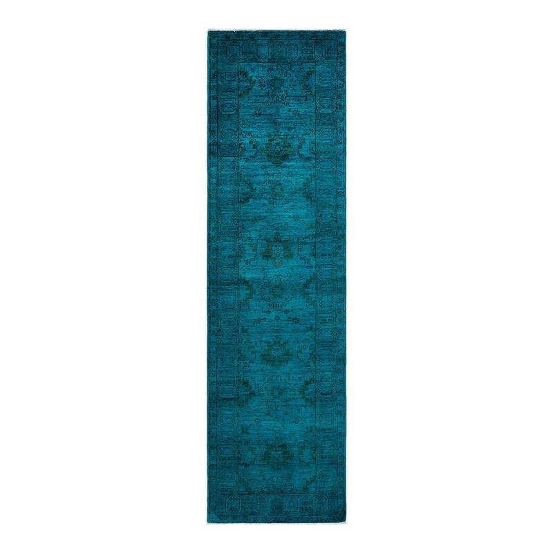 Contemporary Overdyed Wool Hand Knotted Runner - 2' 7" x 10' 2"
