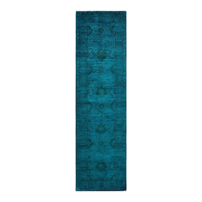 Contemporary Overdyed Wool Hand Knotted Runner - 2' 7" x 10' 2"
