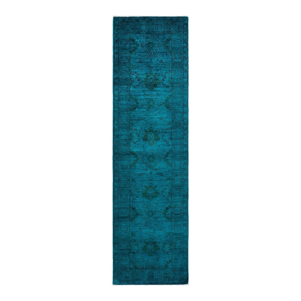 Contemporary Overdyed Wool Hand Knotted Runner - 2' 7" x 10' 2"