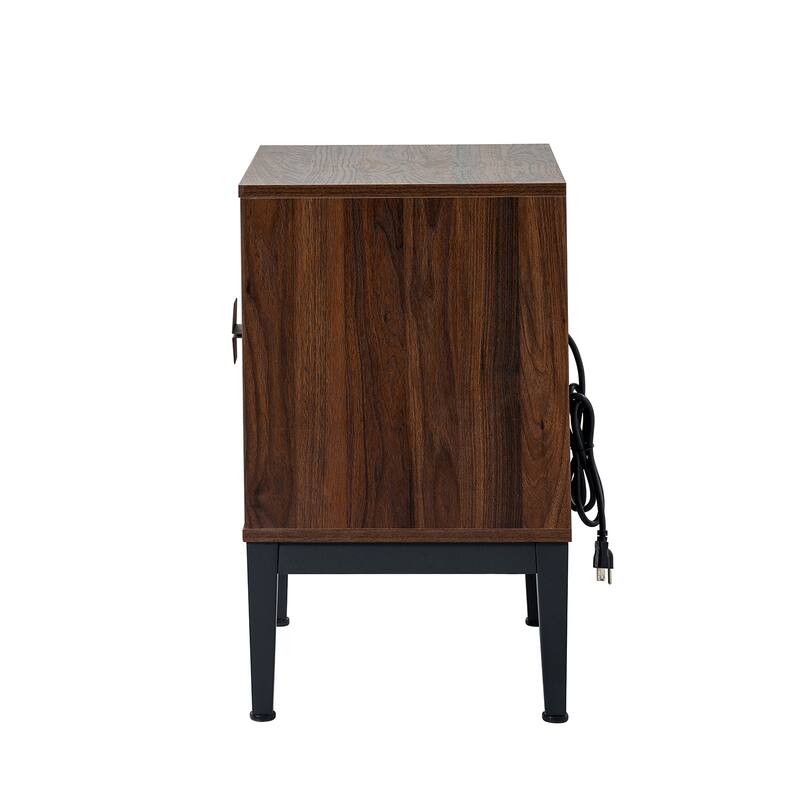 Apakah Modern 25"Tall 2-Drawer Nightstand with Charging Station and Adjustable Legs Set of 2 by HULALA HOME