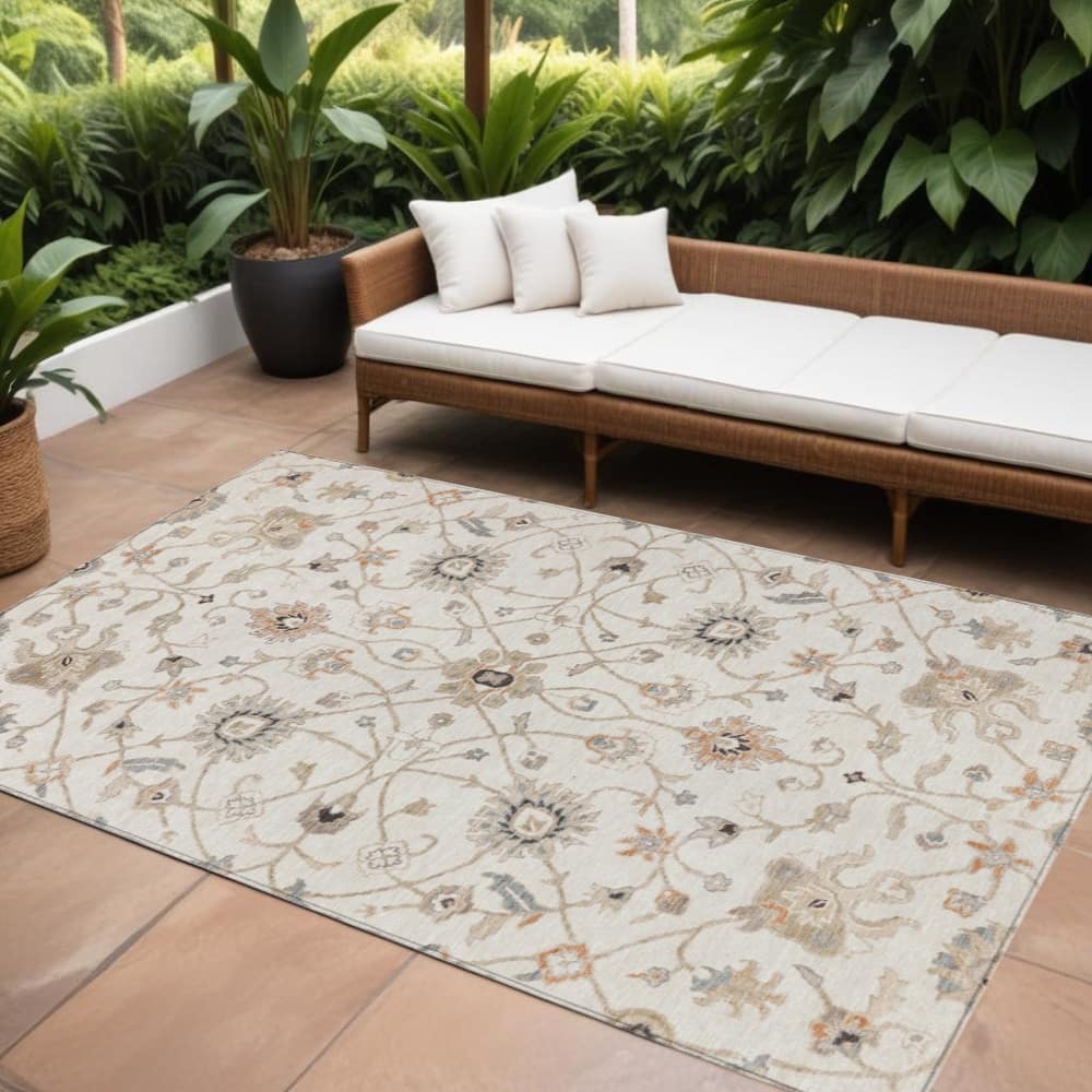 HomeRoots Floral Traditional Rectangle Outdoor Rug