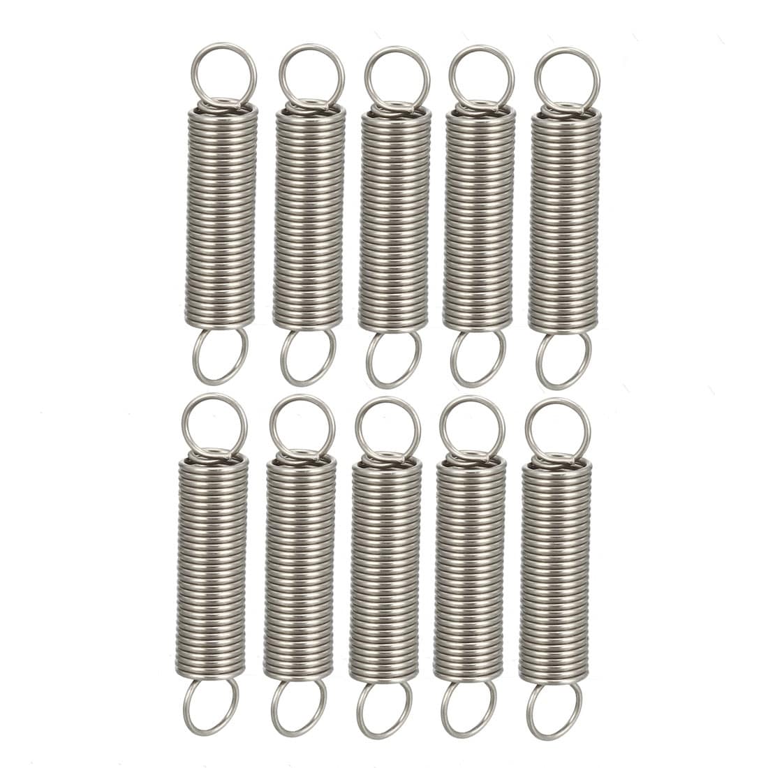 0.5x5x30mm Stainless Steel Small Dual Hook Tension Spring 5pcs