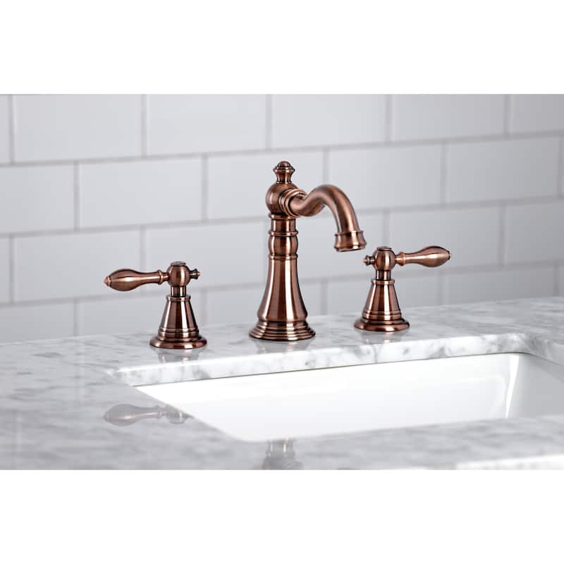 English Classic Deck Mount Widespread Bathroom Faucet with Brass Pop-Up in Brushed Brass