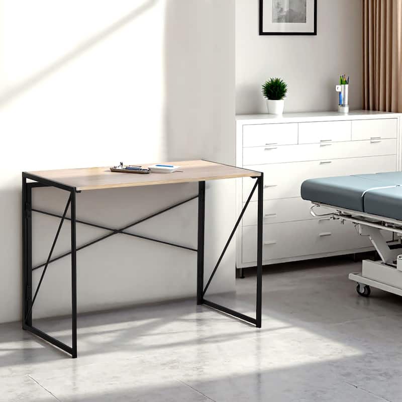 Homylin Folding Desk, Space-Saving Writing Table with Metal Frame