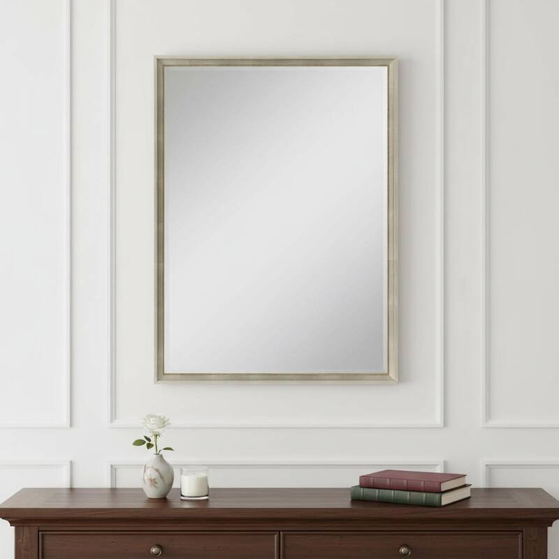 HomeRoots 38" Silver Wood Accent Mirror - 26.00 in. x 38.00 in. x 3.00 in. - 26.00 in. x 38.00 in.  x 3.00 in.
