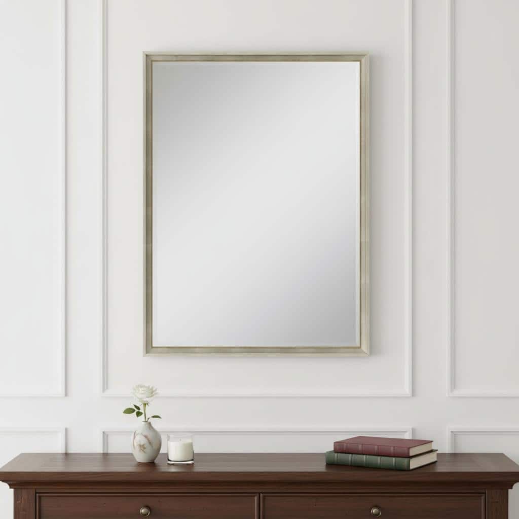 HomeRoots 38" Silver Wood Accent Mirror - 26.00 in. x 38.00 in. x 3.00 in.