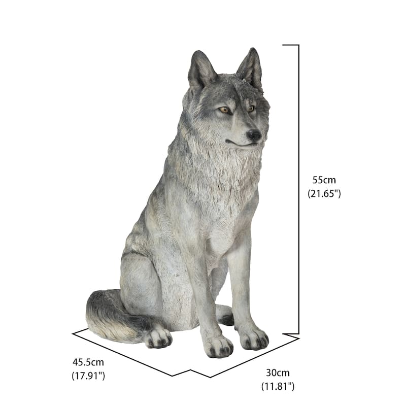 Sitting Gray Wolf Statue