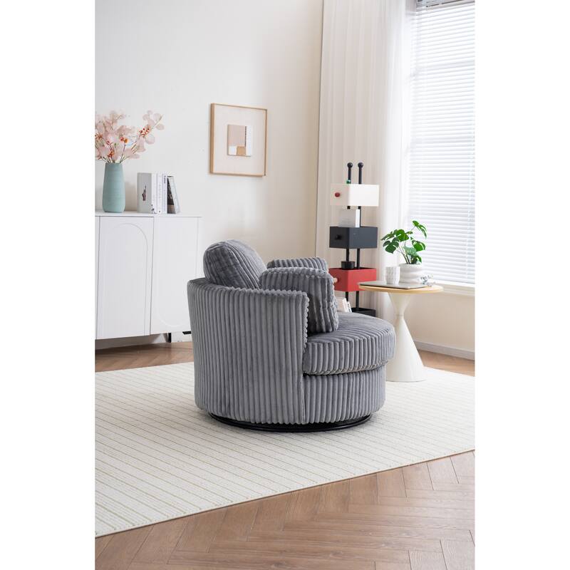 Corduroy Swivel Chair with 4 Pillows