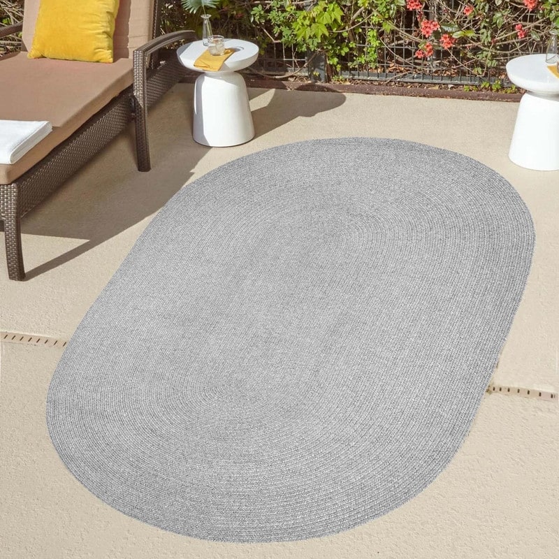 Superior Braided Reversible Indoor/Outdoor Area Rug - 6' X 9' Oval - Slate